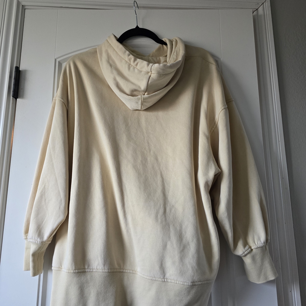 Harmony & Balance Cream Oversized Hoodie M Minimalist Athleisure Lounge Pullover - Picture 7 of 11